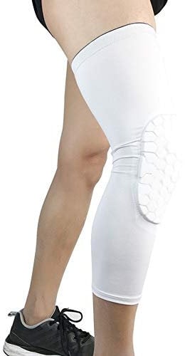 A/N 1PCS Breathable Sports Football Basketball Knee Pads Honeycomb Knee Brace Leg Sleeve Calf Compression Knee Support Protection M White