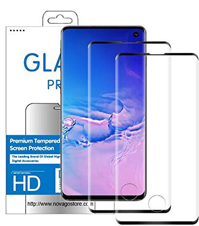 NOVAGO Compatible avec Samsung S10- Pack de 2 Films Protection écran Verre trempé incurvé Anti Explosion d'écran