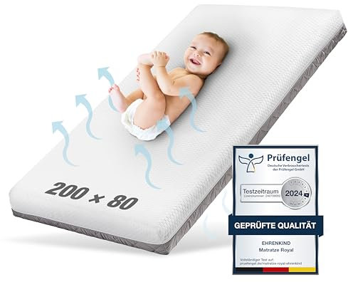 Ehrenkind® Kindermatratze Royal | Baby Matratze 80x200 Standard 100 by OEKO-TEX | Babymatratze 80x200 mit innovativem 3D Mesh und Hygiene Tencel Bezug wasserdicht + luftdurchlässig