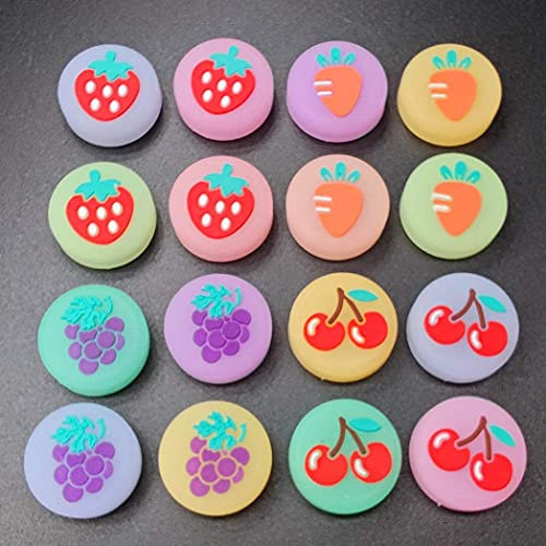 4 x Luminous Silicone Analog Thumstick Cap Rubber Thumb Stick Grips Joystick Caps Cover for Switch NS Joy-con Switch Lite Controller (Strawberry)