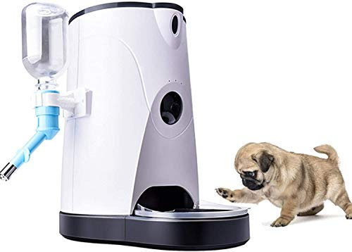 SMSOM Alimentador automático de mascotas 4L Cámara Smart HD Feeder Video y comunicación de audio para gatos y perros, dispensador de alimentos controlados por la aplicación a través de Wi-Fi, alimenta