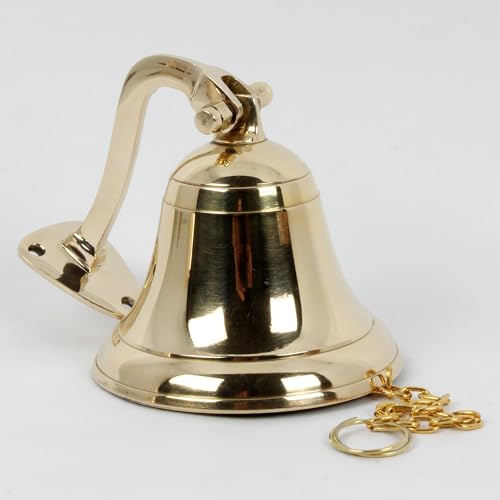 Handcrafted Trading Co Wall Mountable Nautical Brass Bell 4 Gold - Solid Brass Wall Hanging Ship Bell