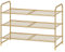 Simple Trending 3-Tier Stackable Shoe Rack, Expandable & Adjustable Shoe Shelf Storage Organizer, Metal Mesh, Gold