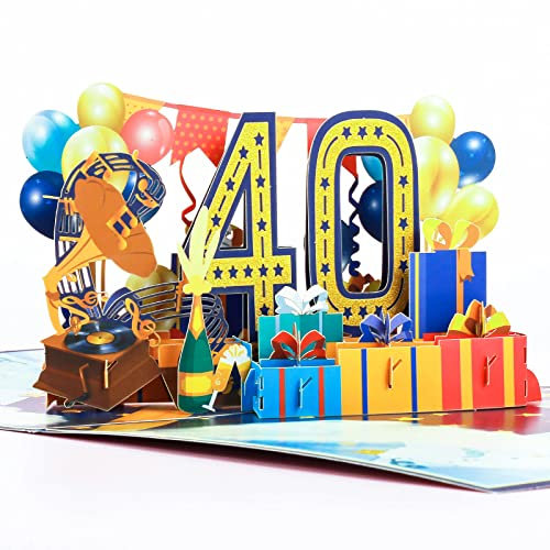 Menwings Geburtstagskarte zum 40 mann, PopUp Karte 3D Geburtstag, Geburtstagskarten für Mädchen und Jungen, geburtstagskarte 40 frau, Happy Birthday, Hochwertige Geburtstags karte inkl Umschlag