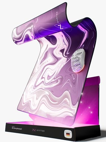 Nyfter XXL Gaming Mauspad Nyfpad - 900x500mm Mousepad - Liquid Design - Vernähte Kanten - Premium Mousepad (White-Purple)