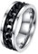 Epinki Ringe Verlobung Herren, 8MM Edelstahl Pärchen Ring Anxiety Ring Dekompressionsring für Männer, Silber Schwarz, Gr.70 (22.3)