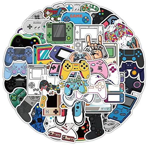 50Pcs Gamepad Stickers Laptop Car Scrapbook Phone Skateboard Suitcase Luggage Bike Space Game Stickers Vinyl Waterproof Aesthetic Personalised Stickers for Teens Boys Girls Adults Children