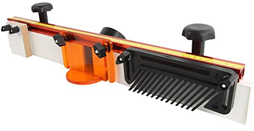 O'SKOOL 24 Inches Long Router Table Fence System with Feather Board, Bit Guard, Adjustable Stop and Dust Port