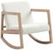 HOMCOM Mecedora Tapizada en Borreguito Silla Mecedora con Patas de Madera de Caucho y Reposabrazos Sillón Relax Carga 150 kg para Dormitorio Salón Crema