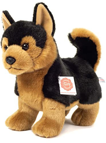 Teddy Hermann 91970 Schäferhund stehend 23 cm, Kuscheltier mit idealem Recyclinganteil (Füllmaterial)