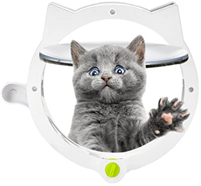Katzenklappe, Magnetische Kunststoff-Katzen-Automatik-Eingangstür mit 4 Verriegelungsmodi Innen-Außentür Wetterfeste Haustiertüren für Haustierkäfig-Raumtür (Weiß)