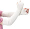 AWOCAN Lange Fingerlose Handschuhe - Weiche Winter Warme Armstulpen Mit Daumenloch - Gestrickt Warm Weben (Weiß)