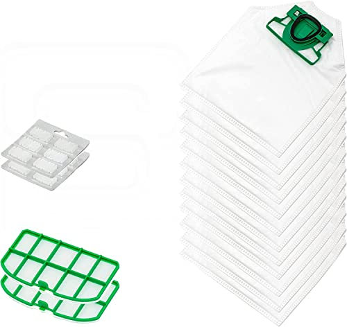 PIESSEONLINE 12 sacchetti 12 profumi 2 filtri per Vorwerk Folletto VK 200, confezione doppia: 2 scatole da 6 sacchetti 6 profumi 2 griglie per aspirapolvere VK 200 e VK200 FP