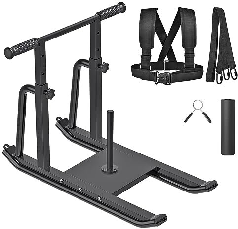 Kipika Weight Sled Fitness Sled, Adjustable Height Weight Training Sled, Enhance Muscle Strength and Explosive Power, Suitable for 1 & 2 Weight Plate,Black