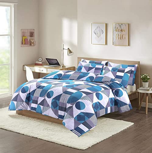 Homespace Direct Modern Geometric Double Bedding Duvet Cover Set Modern Style Blue Polycotton