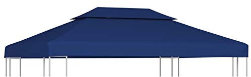 ZHOUMIN Hot Tub Sun Canopy,Patio Awning,Manual Retractable Gazebon,2-Tier Gazebo Top Cover 310 g/m² 4x3 m Blue
