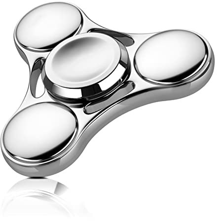 Aolcev Fidget Spinner Metal Fidget Toy Hand Spinner Stainless Steel 3-5 Minutes Fast Bearing Spins Hand Spinner Tri Finger Gyro Toy ADHD EDC Focus Anxiety Stress Relief Toys for Kids Adults-Silver
