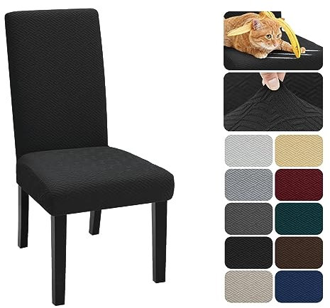 XINEAGE Stuhlhussen 4er Set, Stretch Stuhlhussen für Esszimmerstühle, Universale Stuhlhussen Waschbar Abnehmba für Hotel, Zeremonie, Bankett, Restaurant, Zuhause (Schwarz)