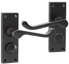 Infinity Decor Matt Black Victorian Scroll Privacy Latch Door Handles 117x40mm - for Interior & Exterior Use