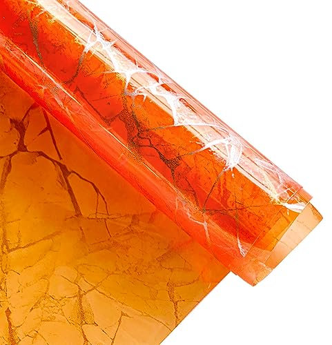 XHT 30 x 135 cm transparentes Kunstleder PVC Regenbogen Film Vinyl Substrat für verschiedene DIY Basteltaschen, Schutzpads, Handtaschen und Dekorationen (Orange)