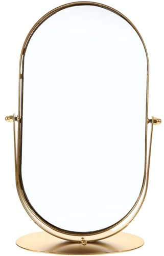 HOMSFOU Miroir de Maquillage de Bureau doré Miroir cosmétique Vintage en métal cosmétique Maquillage pour Commode Coiffeuse Bureau Doré