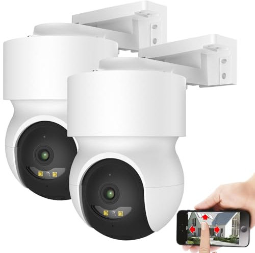 7links WLAN Camera Outdoor: 2er-Set 2K-Pan-Tilt-Outdoorkameras, Farb-Nachtsicht, 360°, Sirene, App (Überwachungskamera außen WLAN, WiFi-Überwachungskamera außen, Funk Bewegungsmelder)