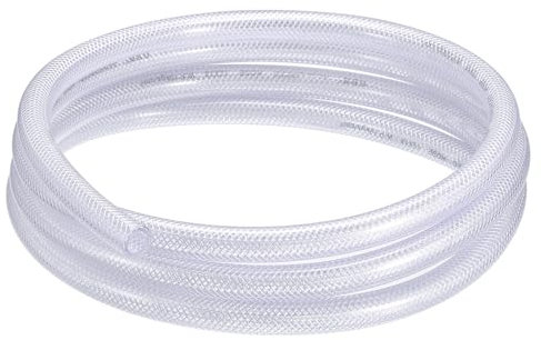 sourcing map Gewebeschlauch PVC Schlauch mit Gewebe 12 x 18mm (1/2 x 3/4) Innen Ø x Außen Ø Geflochtene Verstärkte Rohr 3 Meter Rolle Transparent Hochdruck Druckluftschlauch Wasserschlauch