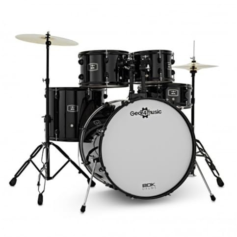 BDK-22 Black Acoustic Drum Kit by Gear4music Rock Size