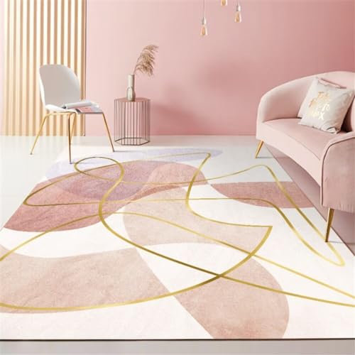 Tapis De Damier Tapis Rectangulaire Rose Moderne Et Minimaliste Tapis Fille Chambre Chambre Enfant Soft 170X240Cm Couleur Crème Tapis Grande Taille Tapis Et Moquettes
