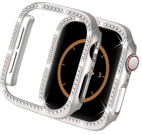 Yolovie Kompatibel für Apple Watch Hülle 44mm SE3/SE2/SE Series 6 5 4, Harter PC Bling Gehäuse mit glitzernden Strass-Steinen in Diamant Gestell Schutzhülle Stoßstange Frauen für iWatch (Polarstern)