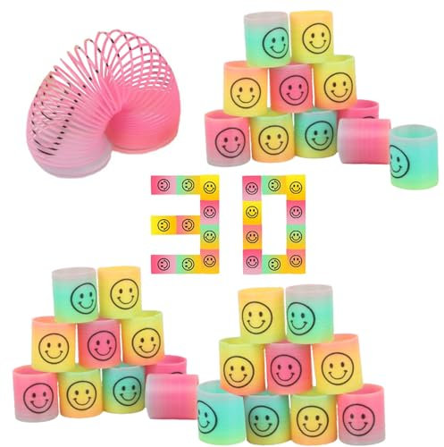 30pcs Molle per Bambini, Mini Smiley Spring, Molla Giocattolo Bambini, Spirale Arcobaleno Molle Magiche, Molla Giocattolo, Mini Smile Molla Giocattolo, Regalini Fine Festa, Adatto ai bambini dai 4-6