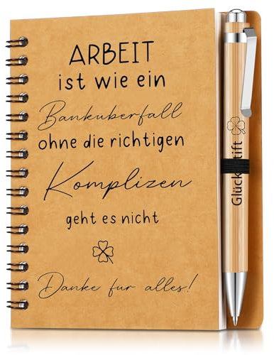 Sinmoe Abschiedsgeschenk Kollege Mitarbeiter Dankeschön Geschenke für Kollegen Motivierendes Inspirierendes Notizbuch mit Holz Kugelschreiber Mini Spirale Notizblock(Arbeit)