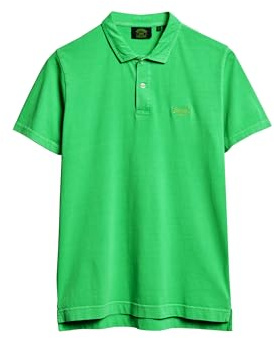 Superdry Herren Essential Jersey-Polohemd mit neonfarbenem Logo Dry Neon-Limonengrün XL