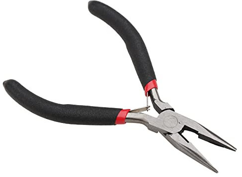 Kodbww Handgefertigte Zange, 12,7 cm, praktisches Schmuck-Handwerkzeug, schwarzer Griff, Spitzzange, 1 x Eisen-Nickel-Legierung