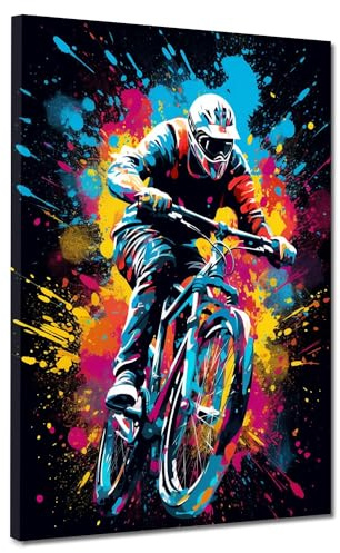 Pop Art Mountainbike Crossbike Leinwandbild Wandbild Dekoration Kunst XL Größe 30x40x2cm
