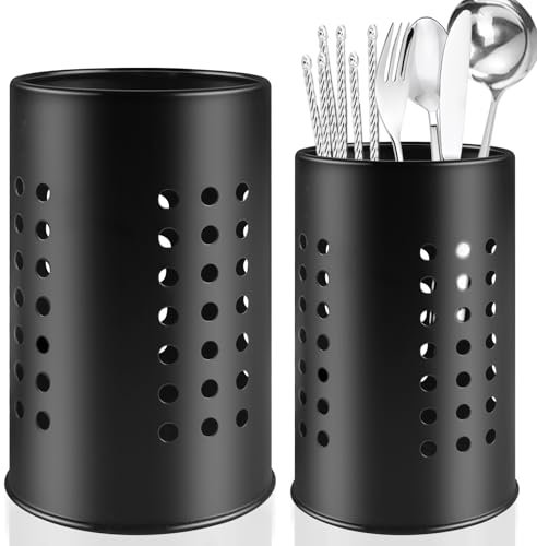 AsyinXson cesta de cubiertos de acero inoxidable 2 piezas, bote utensilios cocina, escurridor de cubiertos para organizar cajones y encimeras para todas las cocinas