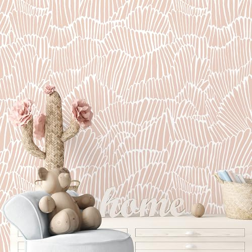 Guvana Pink Wallpaper Peel and Stick Wallpaper Modern Pink and White Striped Wallpaper for Bedroom Removable Wallpaper Self Adhesive Contact Paper for Kids Room Living Room Cabinets Decor 17.3x394