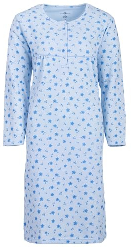 Zeitlos Nachthemd Damen Thermo Langarm Blüte-Ginko Knopfleiste