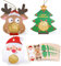 GEBETTER 30Pcs 3 Modelos Adornos Colgantes Papel Árbol Navidad Dulces Bombones Chocolates Caramelos Chuches Golosinas Redondas Papá Noel Reno Árbol Navideño Hilos Dorados Decoración Regalo Niños