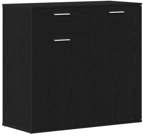 vidaXL Sideboard Schwarz Eichen-Optik 80x36x75 cm Holzwerkstoff
