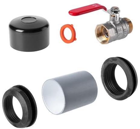 KADAX Regentonnenanschluss, Verbindungsset für Wassersammler, Montagezubehör für Regentonne, Set für Regensammler, Verbinder für Wassersammler (Erhöhungsset)