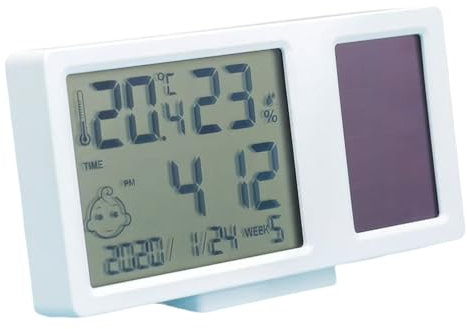 Indoor Desktop Hygrometer Mit Zeitdatum Woche Solar Power Temperatur Luftfeuchtigkeitsmesser Für Raum