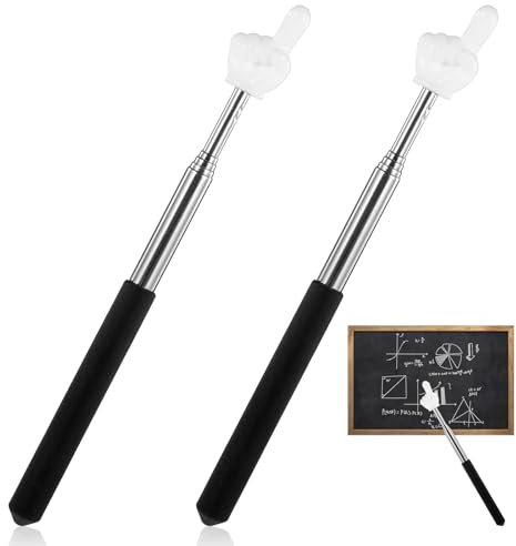 2 PCS Zeigestab Ausziehbar Lehrer Zeiger Finger Lehrer Pointer Stick Mini Einziehbar Klassenzimmer Zeiger Zeigestock Edelstahl für Lehrerunterricht Lehrer Whiteboard Tafel ZeigerSchwarz)