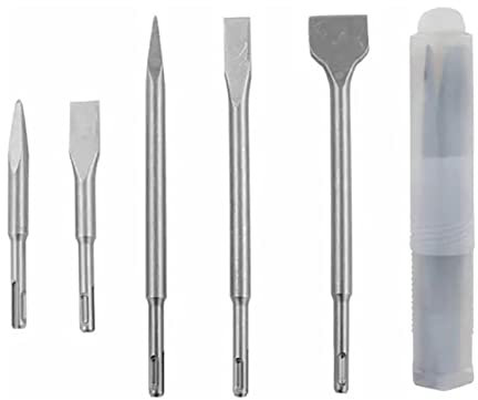 5PCS Electric Hammer Chisels, 40Cr Steel Round Shank Impact Drill Chisel Bits Point Flat Type for Ordinary Stone, Concrete Brick Wall