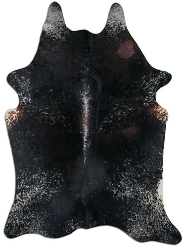 Livorio Premium Kuhfell Teppich - L238 x B170 cm - schwarz braun weiß - einmaliges Naturprodukt aus Südamerika | Rinderfell | Echtfell | Salt & Pepper Black & White | K894