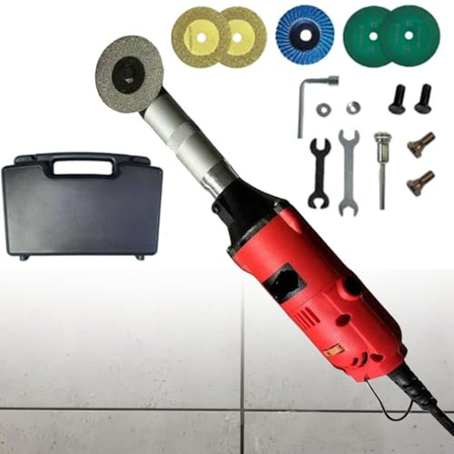 Troqullium Elektrische Fliesenfugenreinigungsmaschine, 90 ° Fliesenboden-Nahtöffner-Reiniger, 15000 U/min und 6-Gang-Einstellung, for Reinigen, Schneiden, Polieren und Fräsen von Fliesenfugen