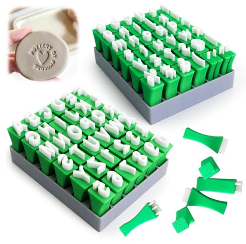MIUUIPI Ton Stempel Set, Alphabet Tonstempel Set, Keramik Werkzeuge Ton Werkzeug, Buchstaben Stempel für Ton und Keramik, Töpferwerkzeug Töpferstempel für Handwerk und Kunst