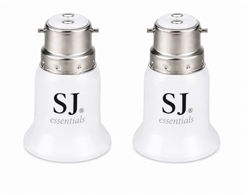 SJ essentials B22 to E27 Socket Converter, E27 to B22 Lamp Holder Adapter, Light Bulb Converter for LED, Incandescent, CFL Bulbs, 100-250V Durable Lamp Base Adapter (2)