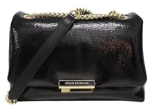 Armani Exchange Borsa a tracolla in vernice nera da donna UNI