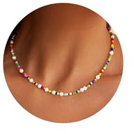 Turandoss Bunte Perlenkette für Frauen Mädchen, Perlenkette, Handgefertigte Böhmische Halskette Personalisierte Schmuck Teenager Mädchen Geschenke für Damen Geschenke